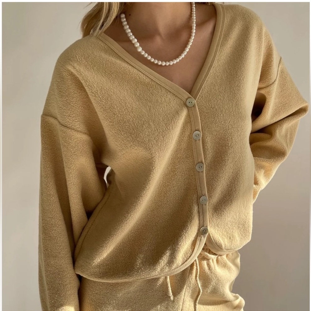 DONNI. Soft Cozy Knit Cardigan in butter yellow